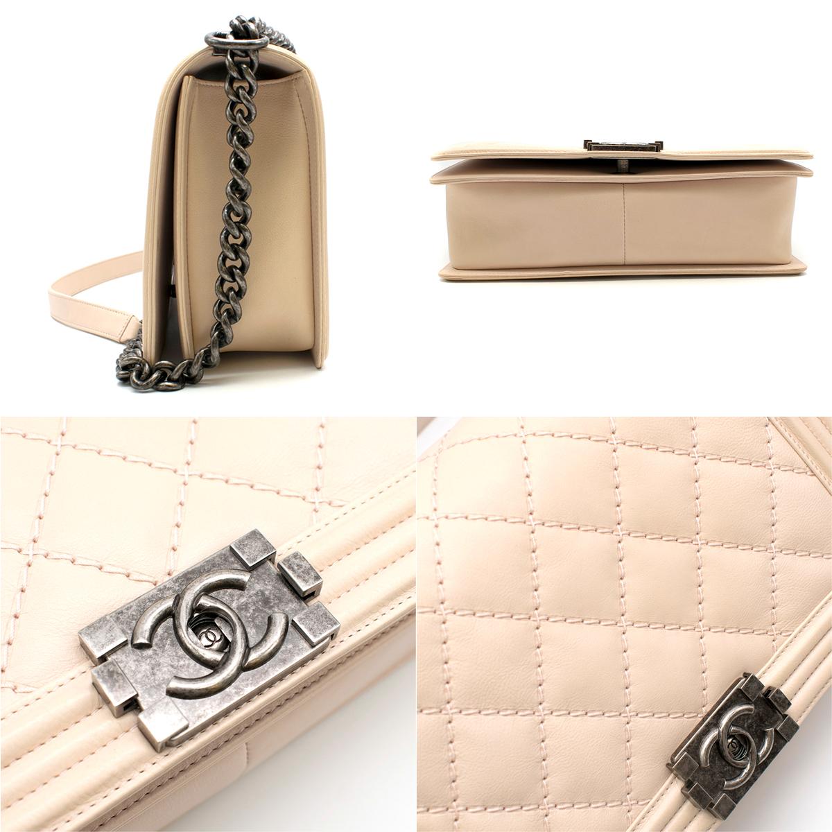 Chanel Creme Blush Quilted Leather Medium Le Boy 1