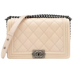 Chanel Creme Blush Quilted Leather Medium Le Boy