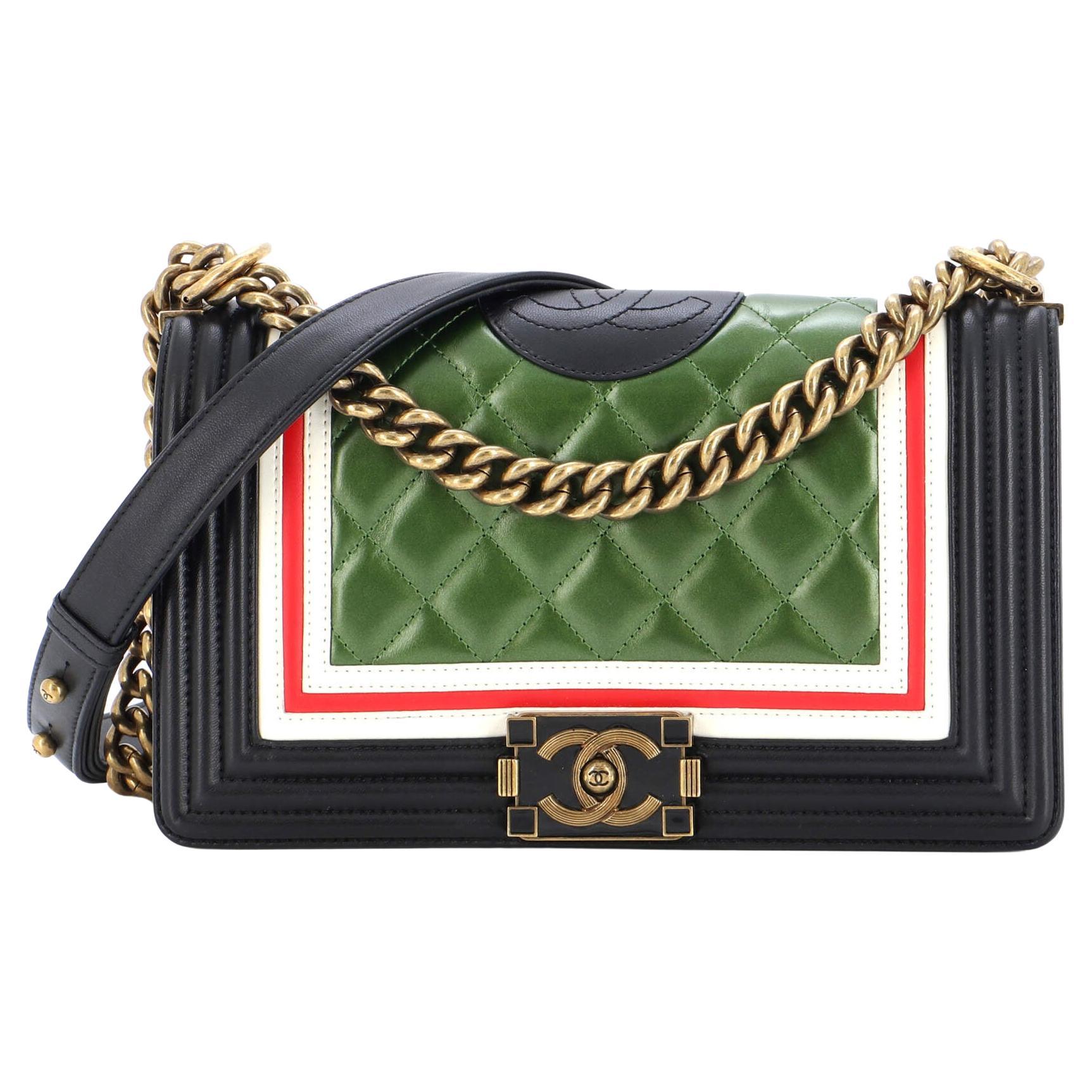 Chanel Crest Boy Flap Bag Quilted Lambskin Old Medium at 1stDibs