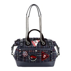 Chanel Crest Trip Bowling Bag Patch Embellished Tweed and Grained Calfskin