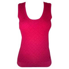 Chanel Top senza maniche in cotone argentato rosso cremisi, anni 2000