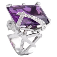 Chanel Cristaux Glaces Amethyst Diamond 18K White Gold Ring