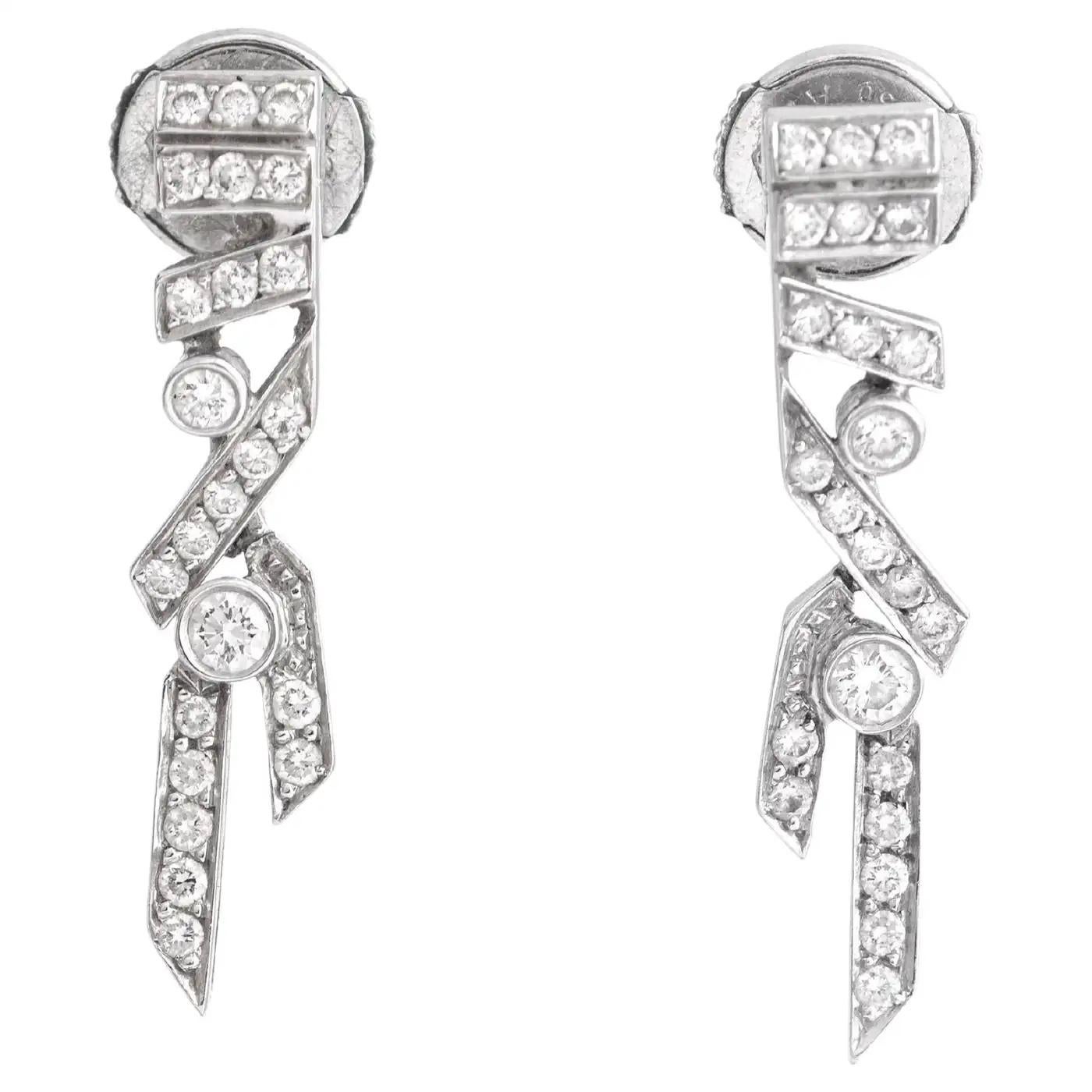 Chanel Cristaux Glaces Diamond 18K White Gold Necklace Earrings For Sale 5