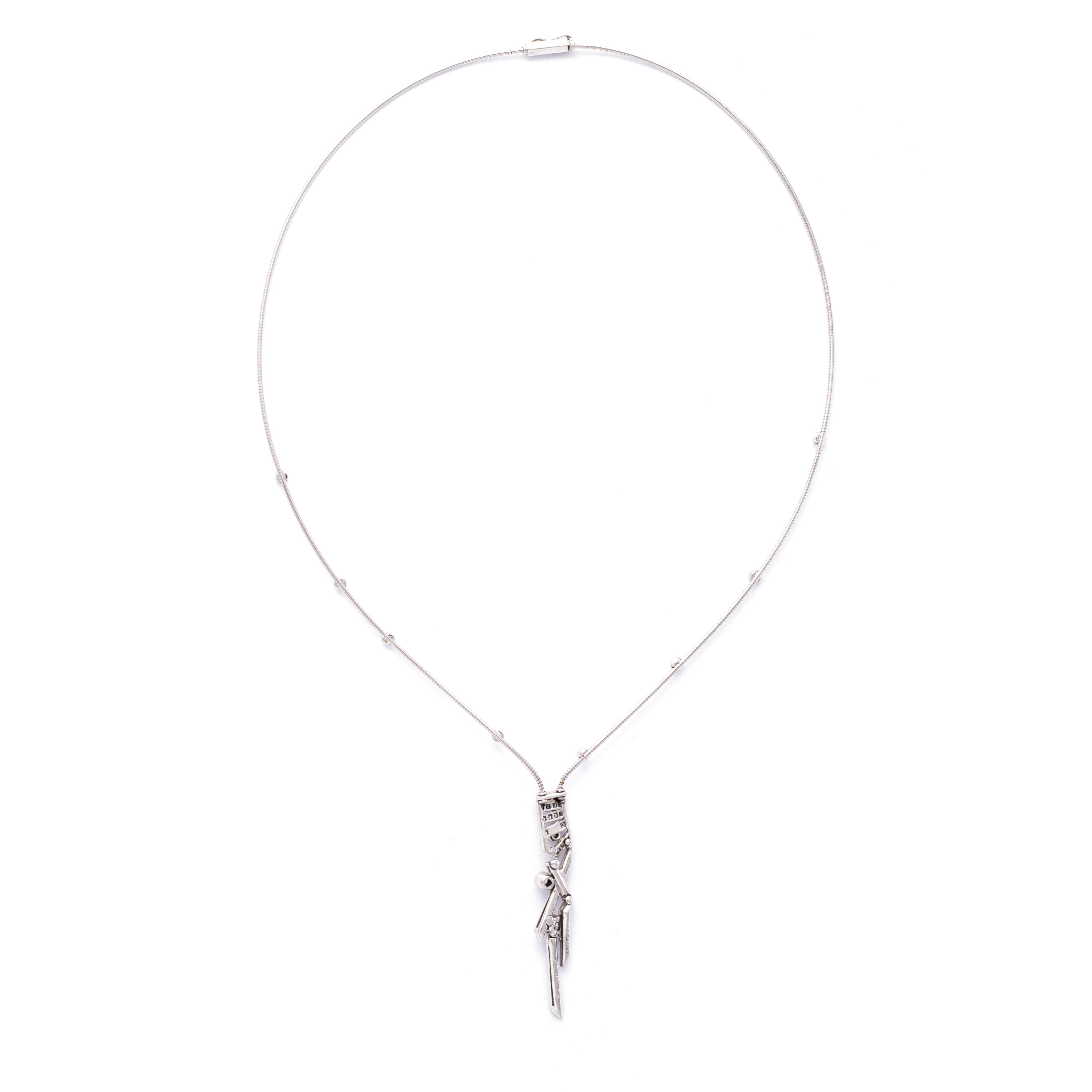 Chanel Cristaux Glaces Diamond 18K White Gold Necklace Earrings In Fair Condition For Sale In Geneva, CH