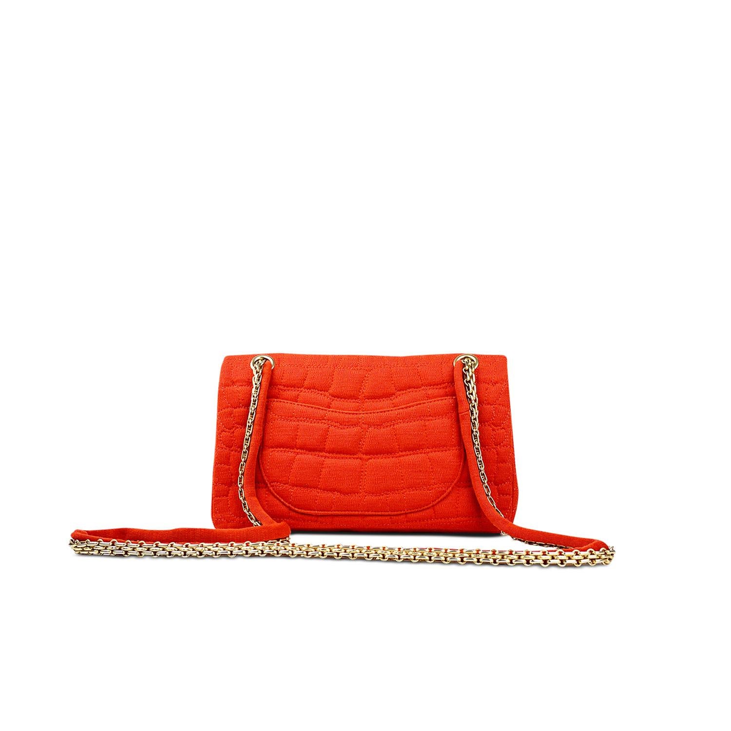 Red Chanel Croc Reissue 225 Double Flap Bag