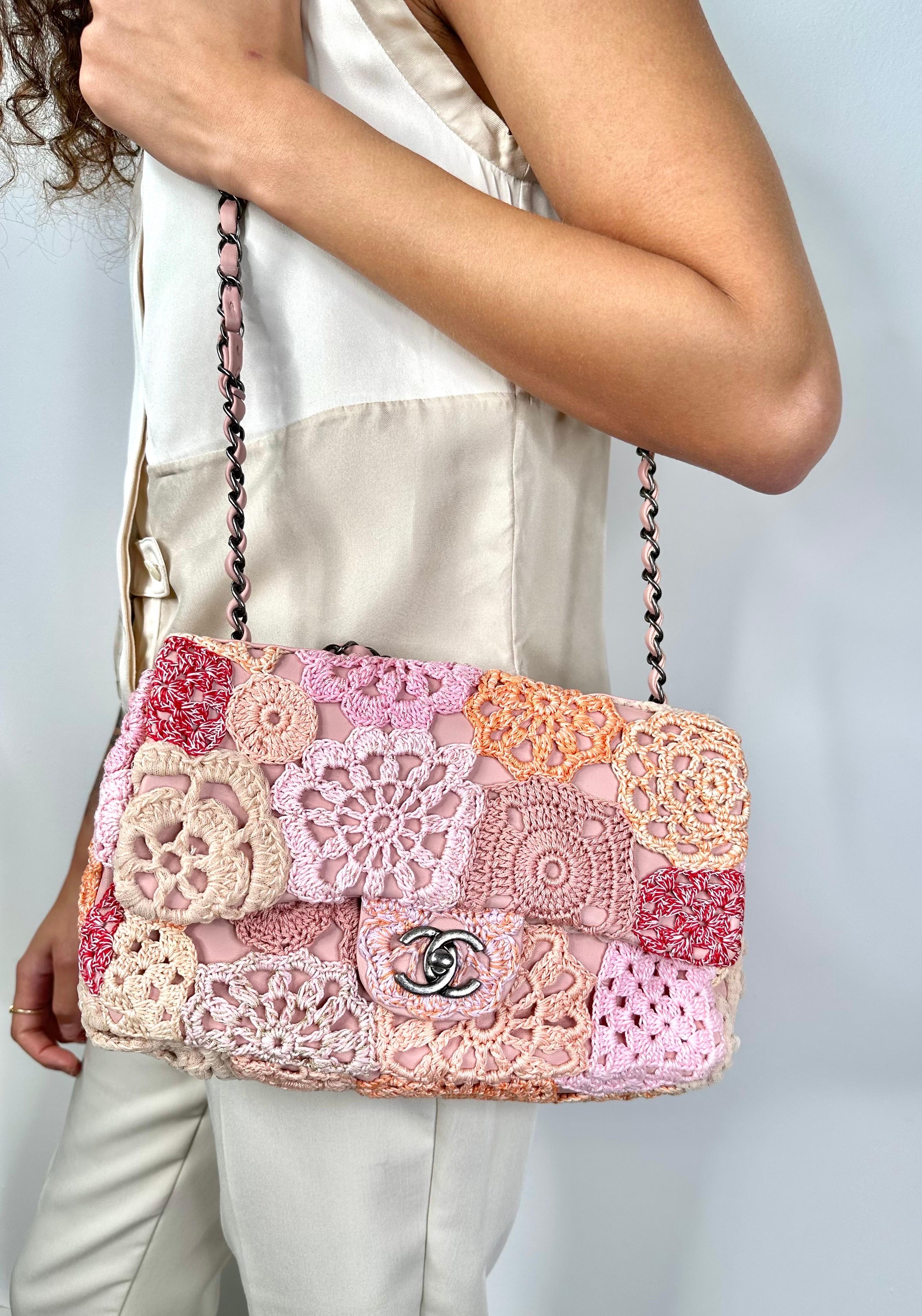 Women's Chanel Crochet Classic Flap Shoulder Bag 2016 Cruise