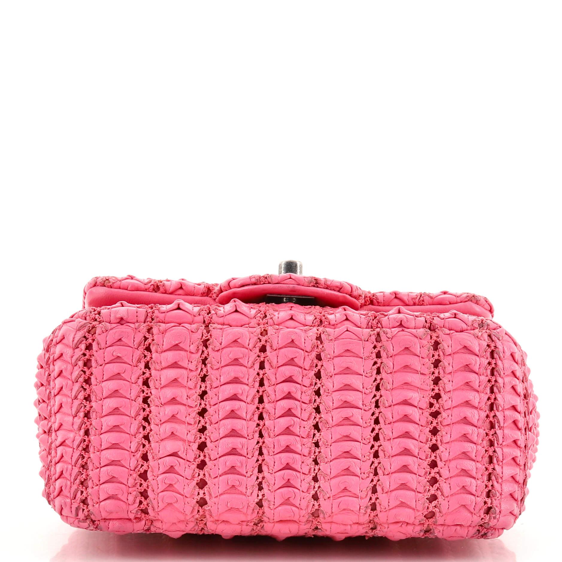 Pink Chanel Crochet Flap Bag Lambskin Small