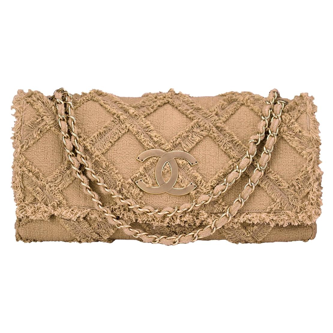 Chanel Limited Edition Crochet Nature Tweed Extra Large Flap Bag