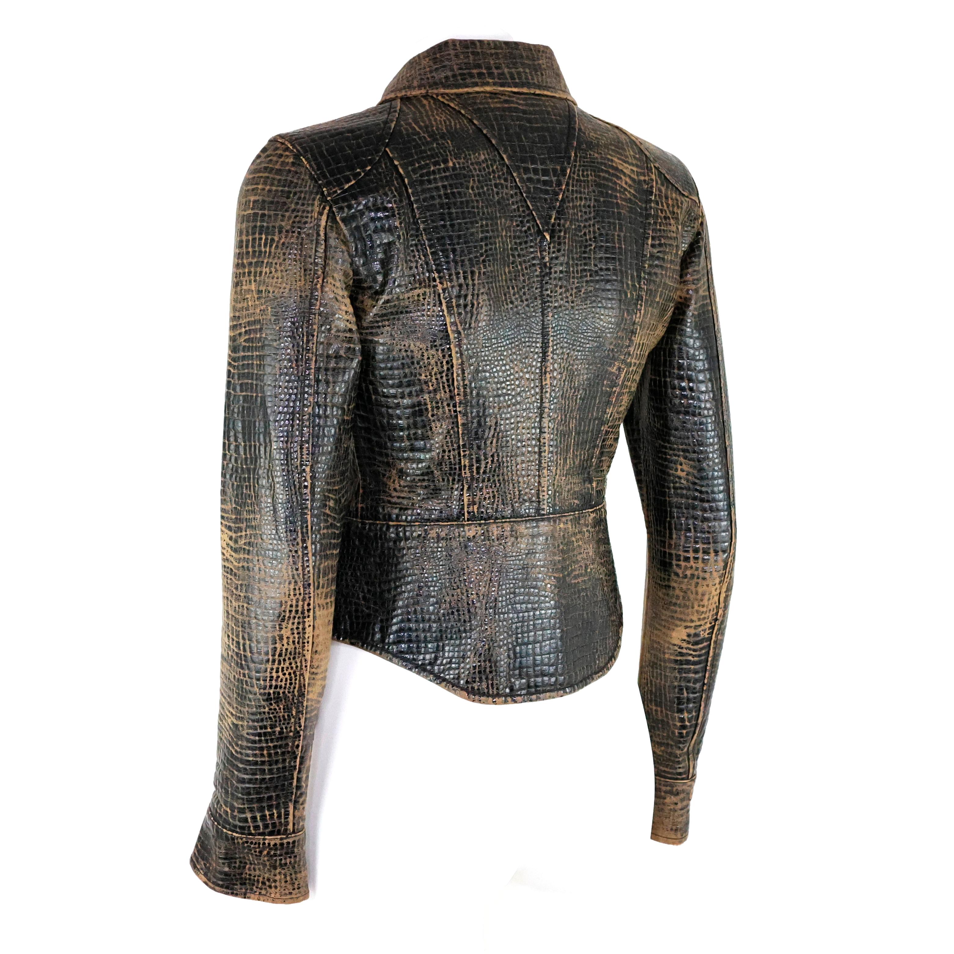 Chanel Croco Embossed Distressed Jacket 1