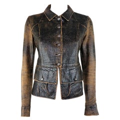 Chanel Croco Embossed Distressed Jacket