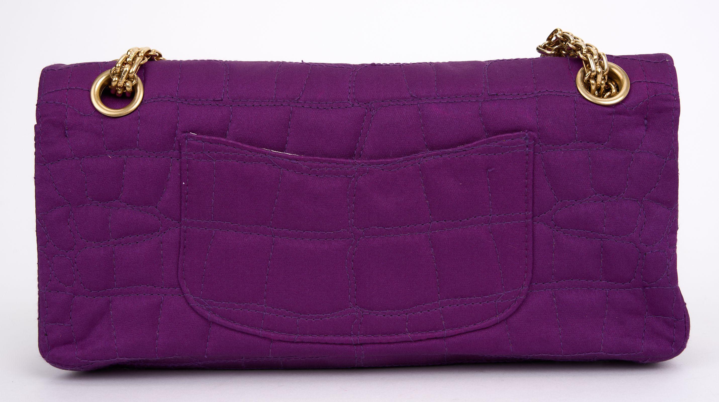 Purple Chanel Croco-Quilted Reissue Flap Bag For Sale