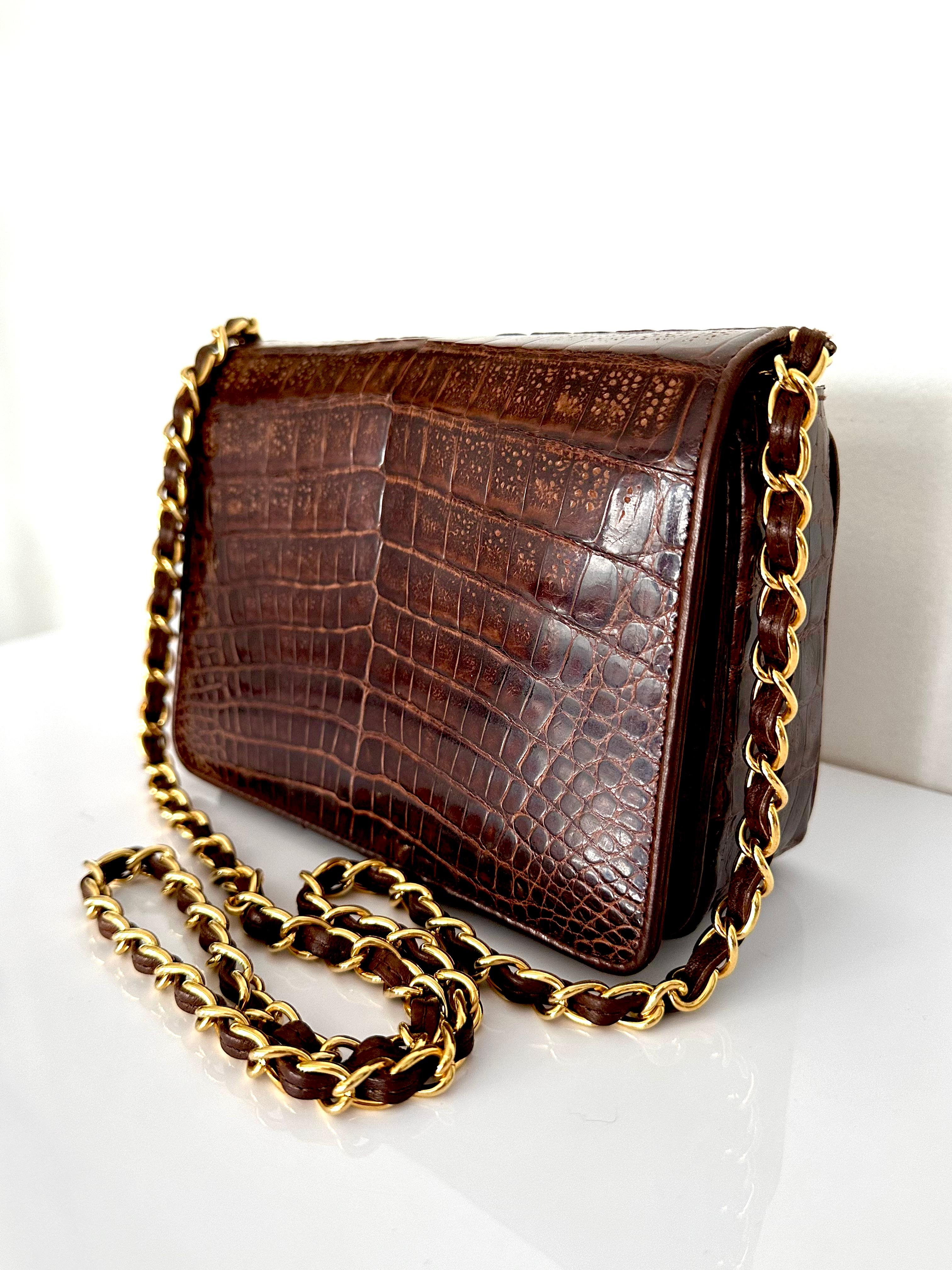 Women's or Men's Chanel Crocodile Flap Bag  For Sale