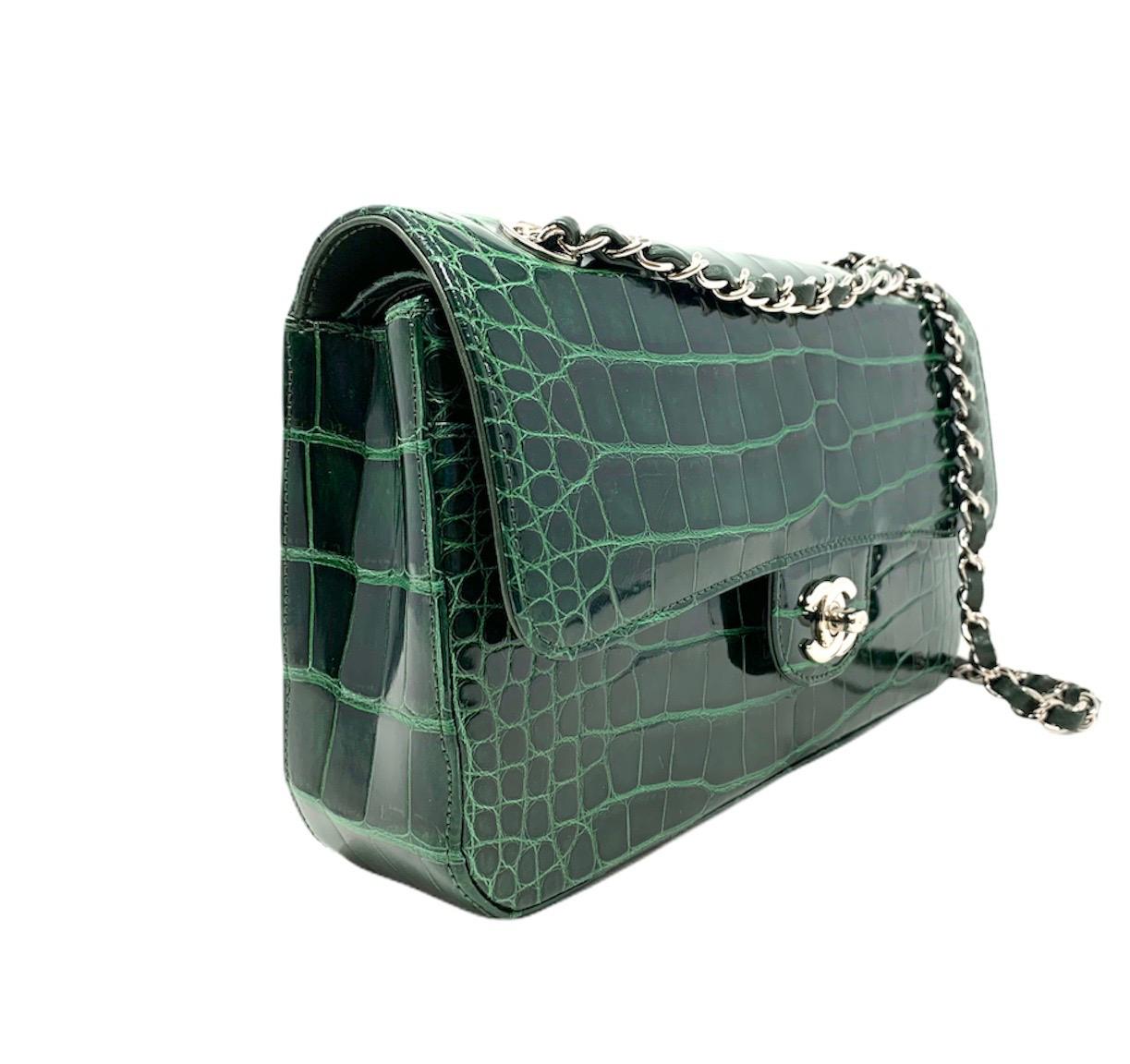 CHANEL Crocodile Green Classique bag , 2011  In Excellent Condition In Milan, IT