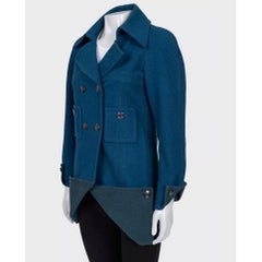 Chanel Cropped Blue Wool Double-Breasted Coat Sz.38