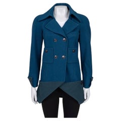 Chanel Cropped Blue Wool Double-Breasted Coat Sz.38