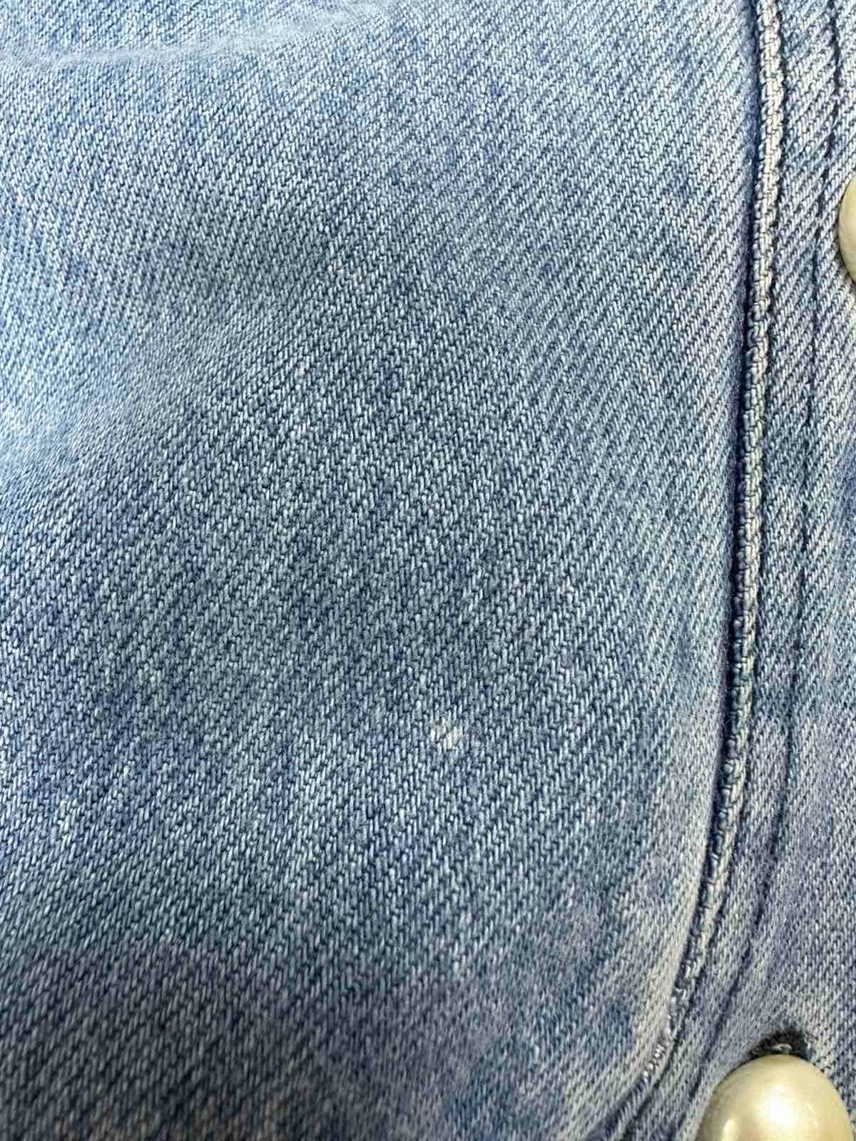 CHANEL Cropped Denim Pearl Button Jacket Bolero 1