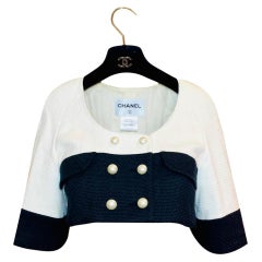 Used Chanel Cropped Jacket With Pearl Buttons