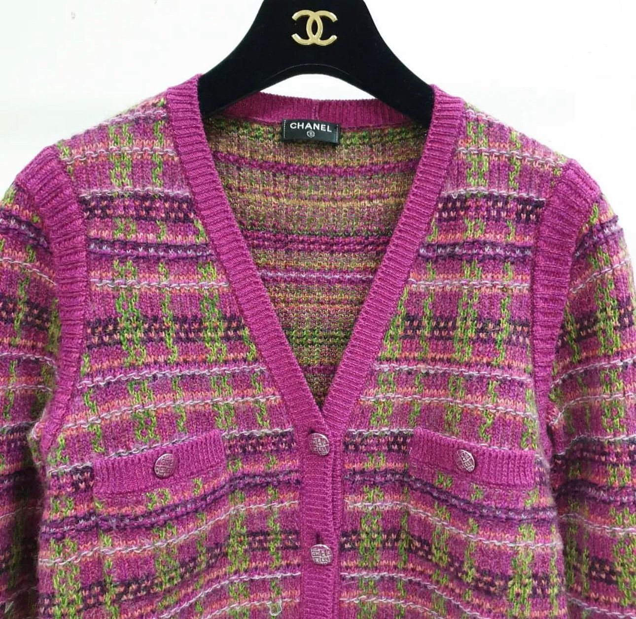 Chanel Cropped Striped Cardigan In Excellent Condition In Krakow, PL