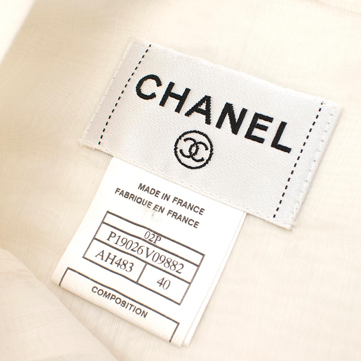 Women's Chanel Cropped White Pleated Silk Top SIZE 40