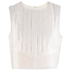 Chanel Cropped White Pleated Silk Top SIZE 40