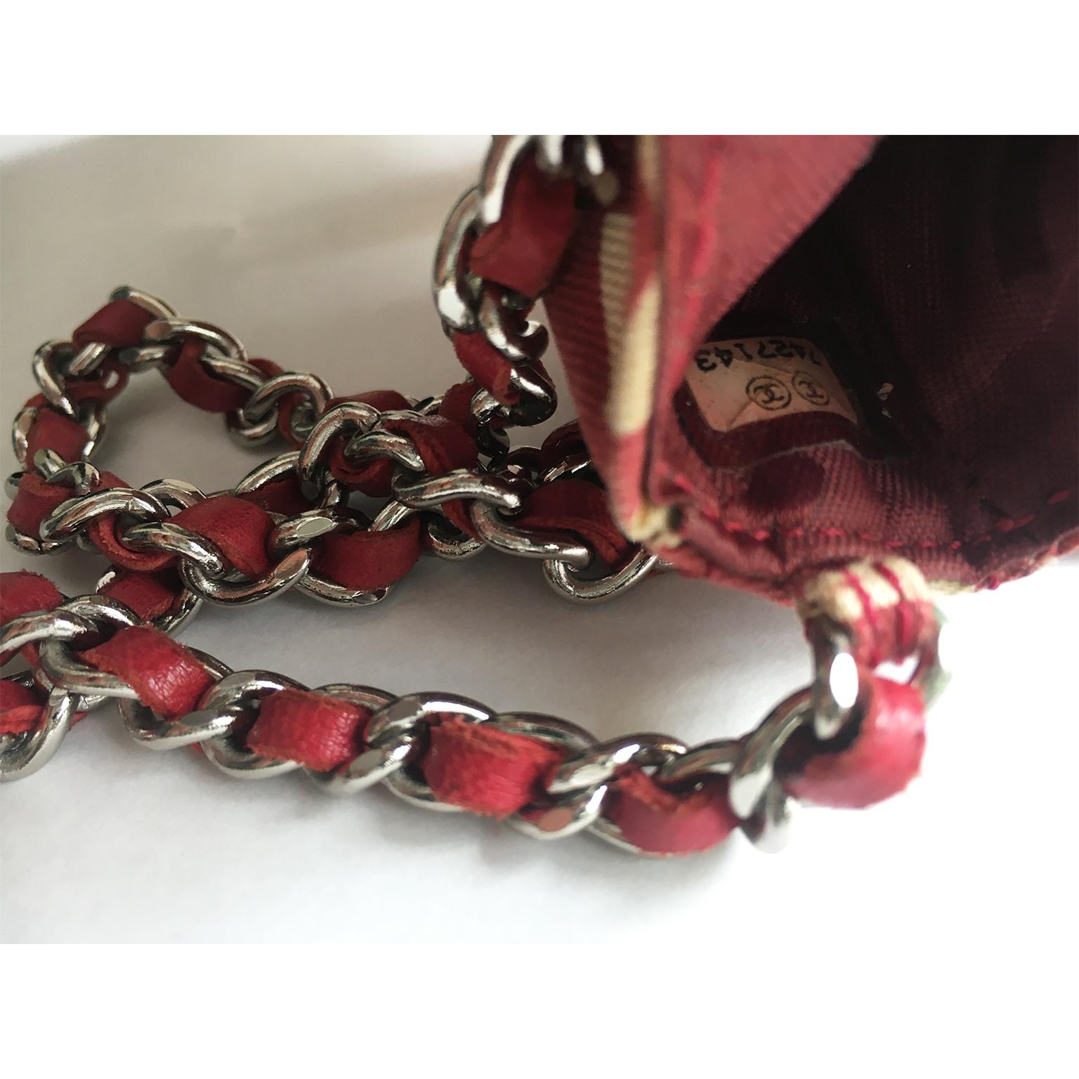 Chanel Cross-Body Red Canvas Purse Bag Chain Strap 1