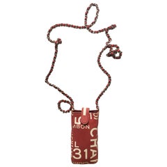 Chanel Cross-Body Red Canvas Purse Bag Chain Strap
