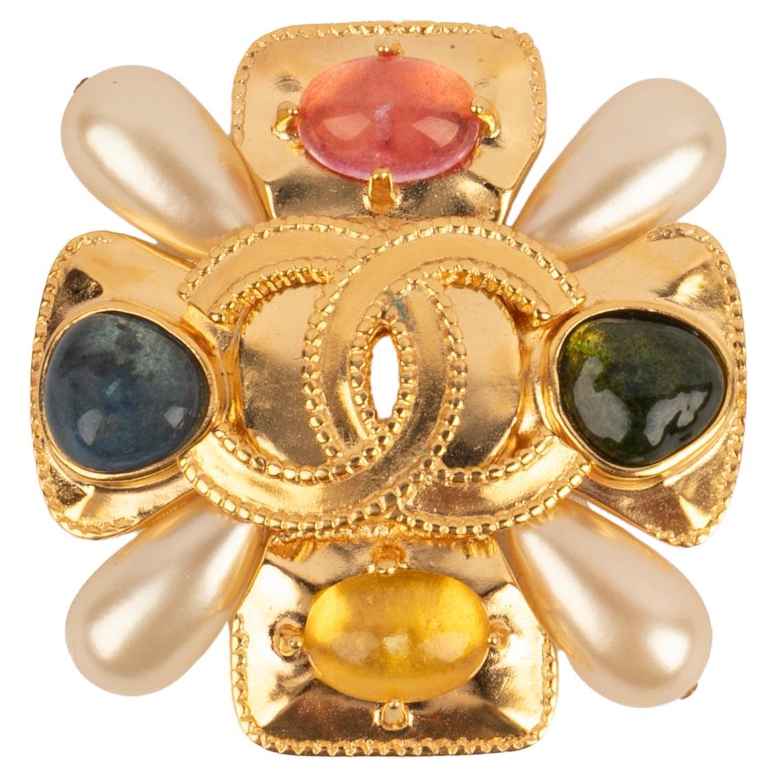 Chanel cross brooch For Sale