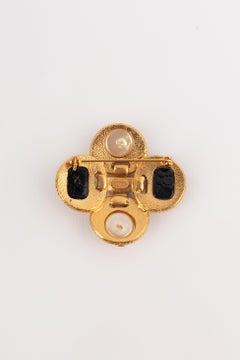 Chanel Cross Brooch with Costume Pearly Cabochons, 1995