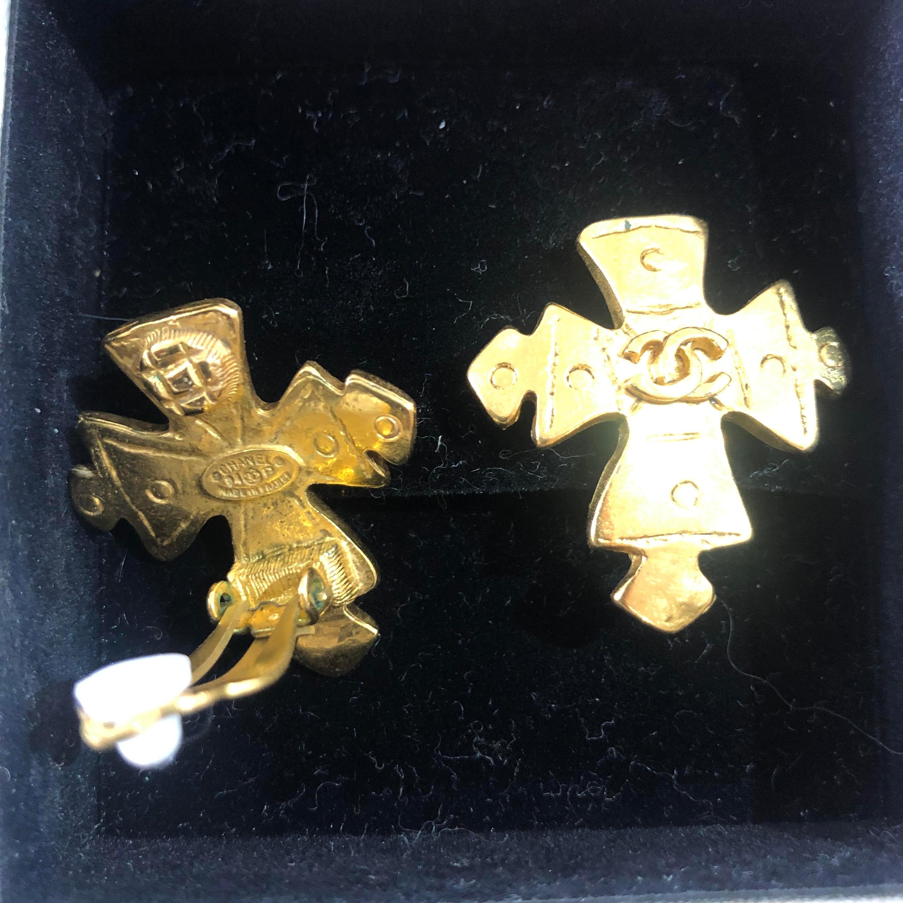 chanel cross earrings