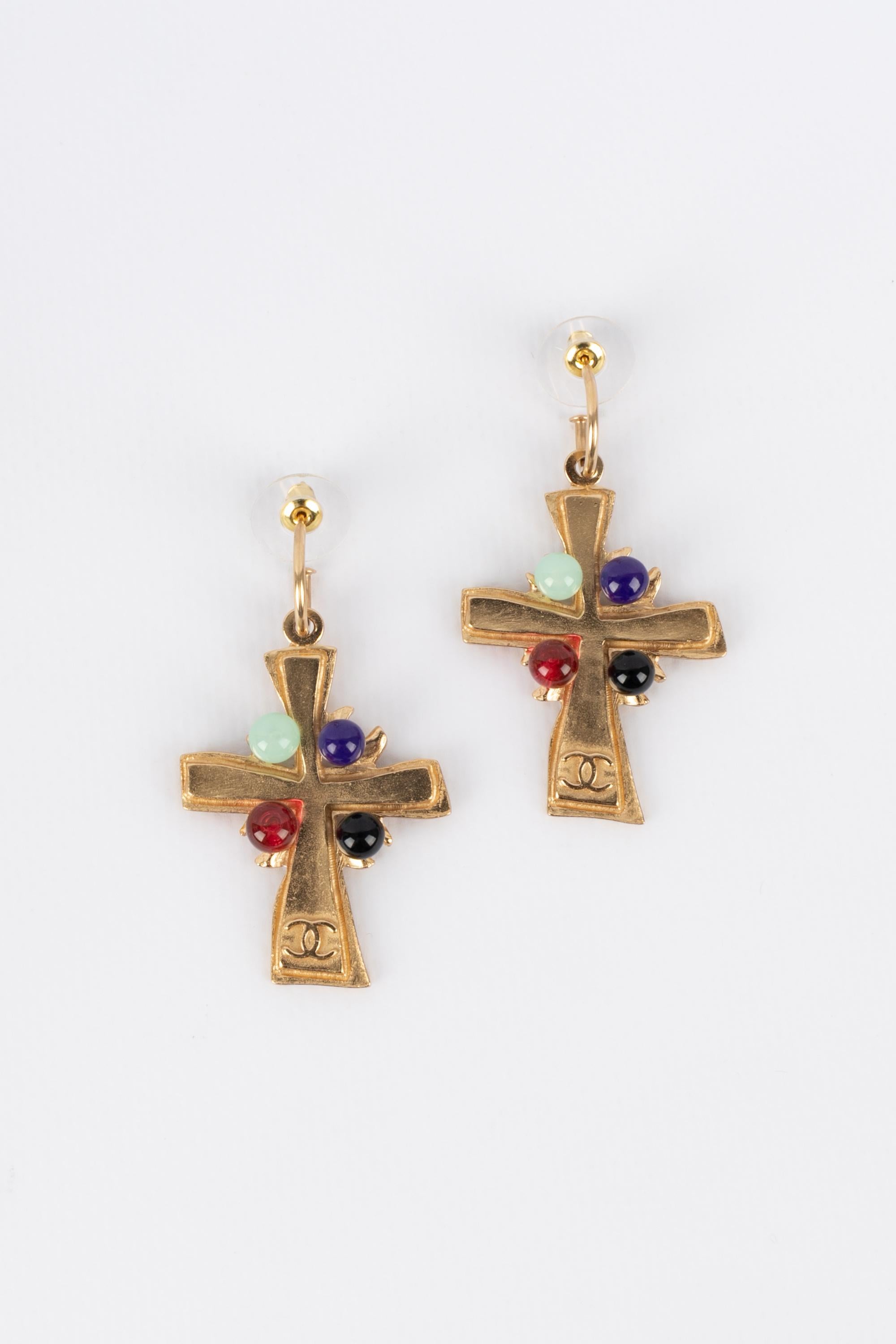 Chanel cross earrings In Excellent Condition In SAINT-OUEN-SUR-SEINE, FR