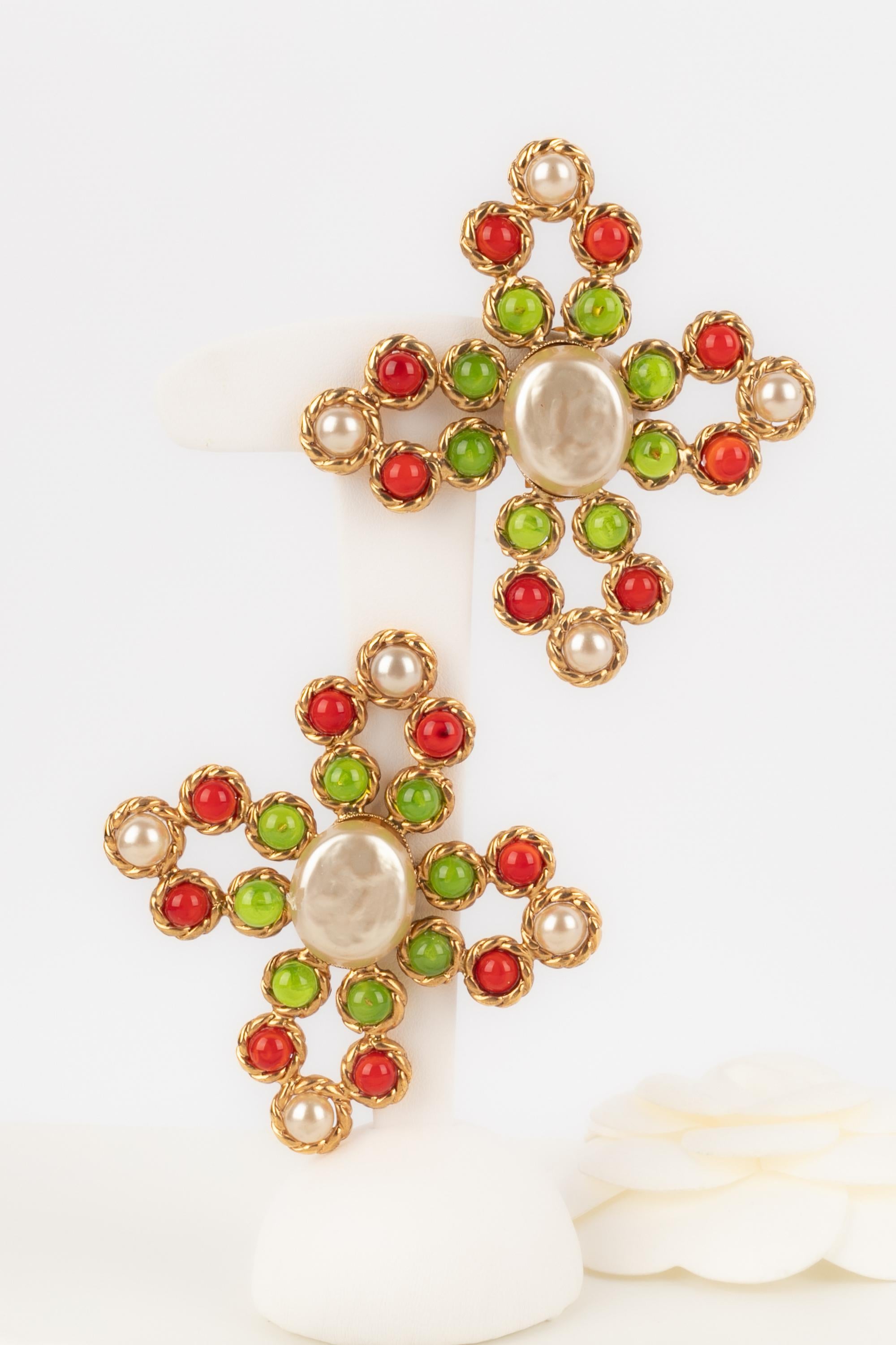 Chanel cross earrings In Excellent Condition For Sale In SAINT-OUEN-SUR-SEINE, FR