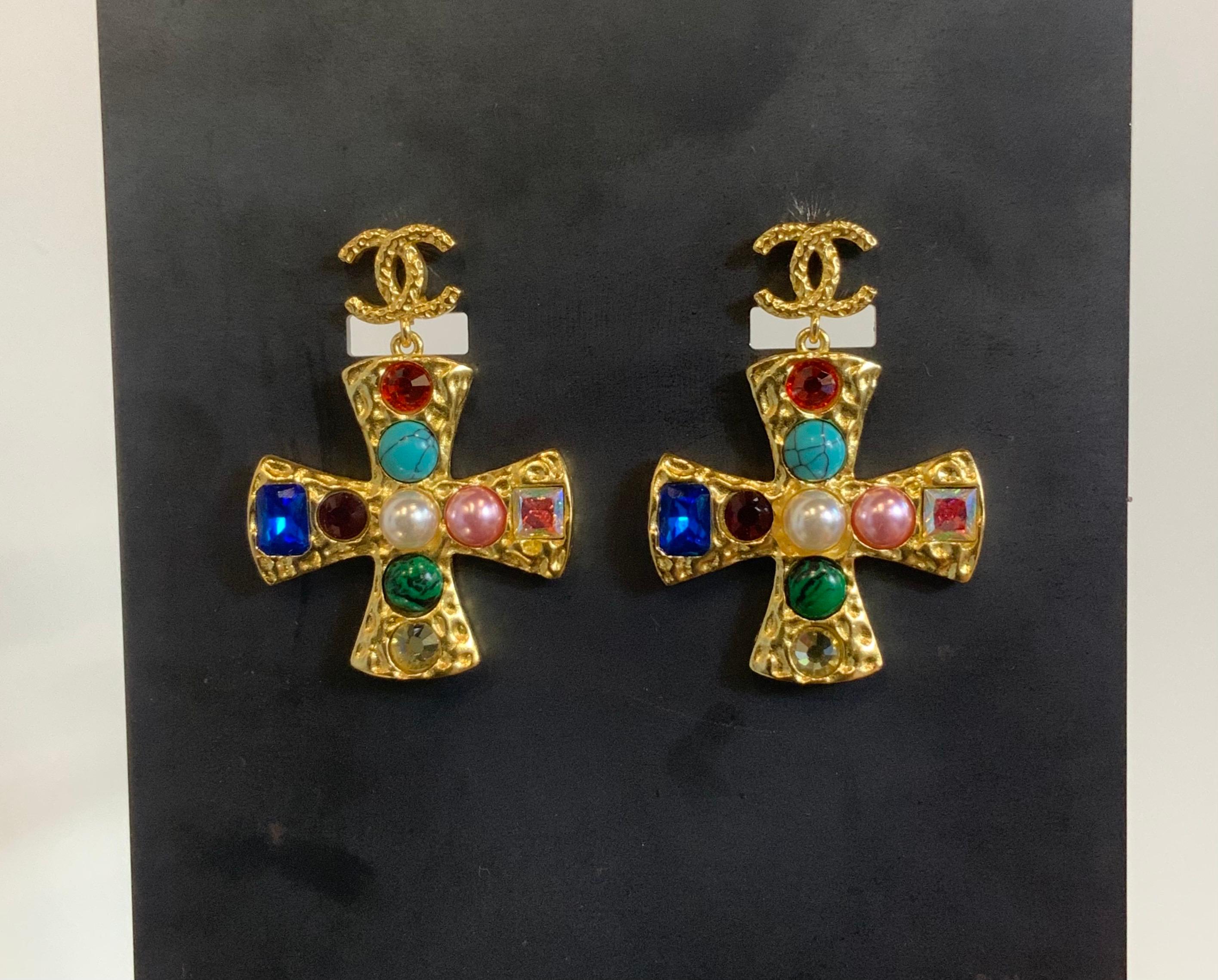 Chanel Cross Earrings For Sale 1