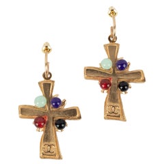 Chanel cross earrings