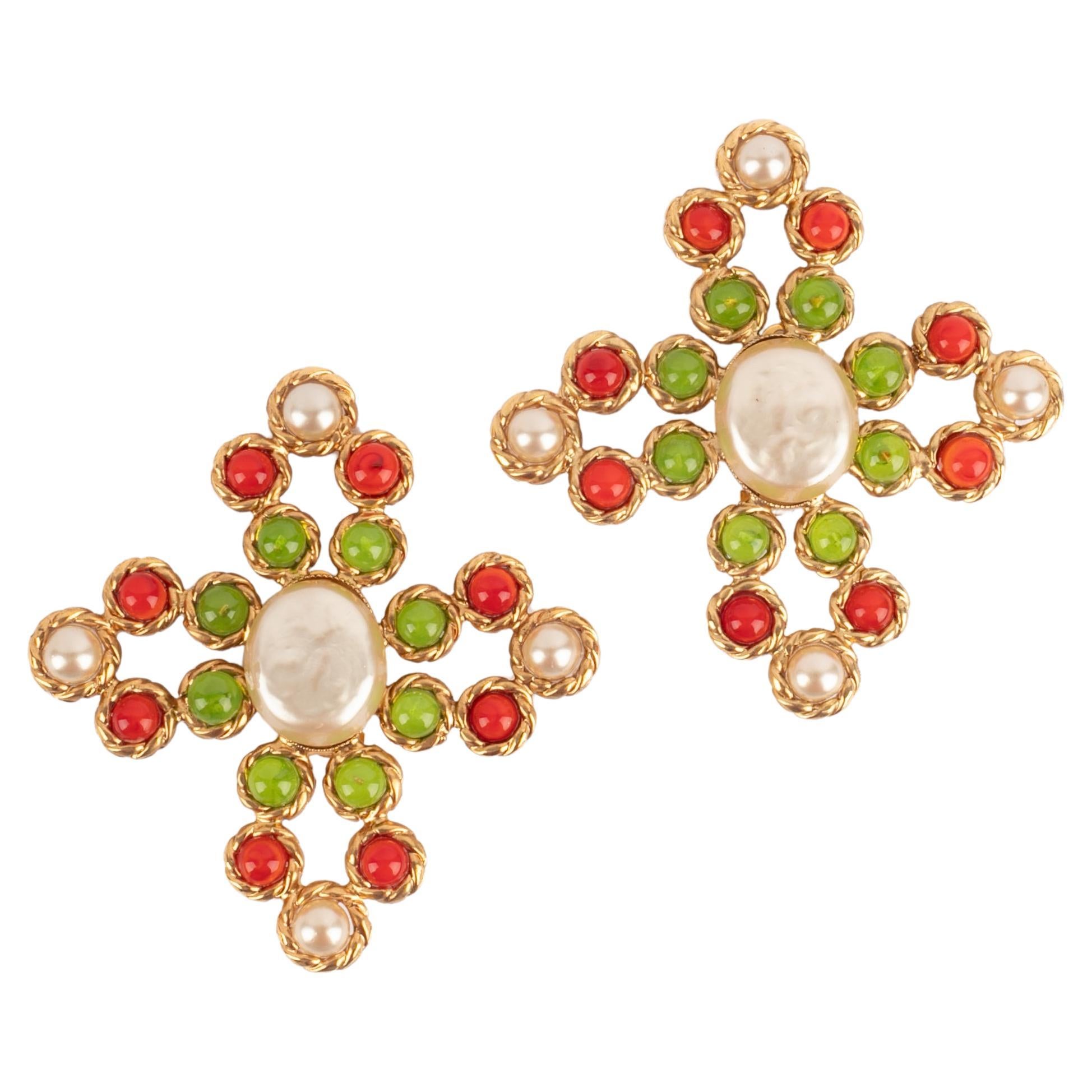 Chanel cross earrings