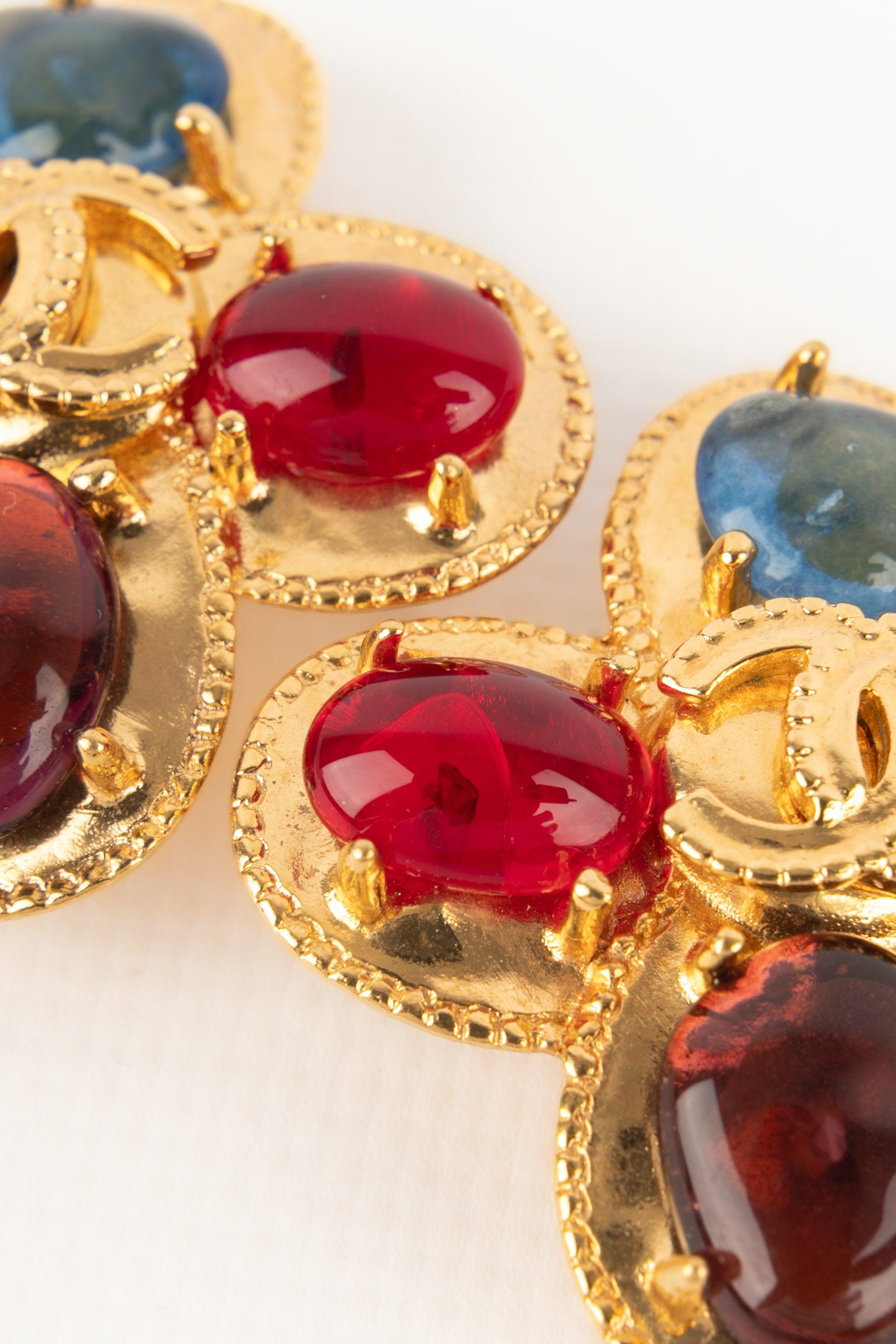 Chanel Cross Earrings with Glass Paste Cabochons, 1997 1
