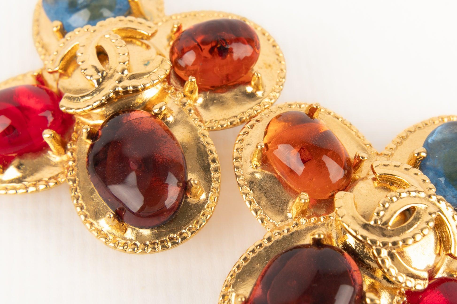 Chanel Cross Earrings with Glass Paste Cabochons, 1997 2