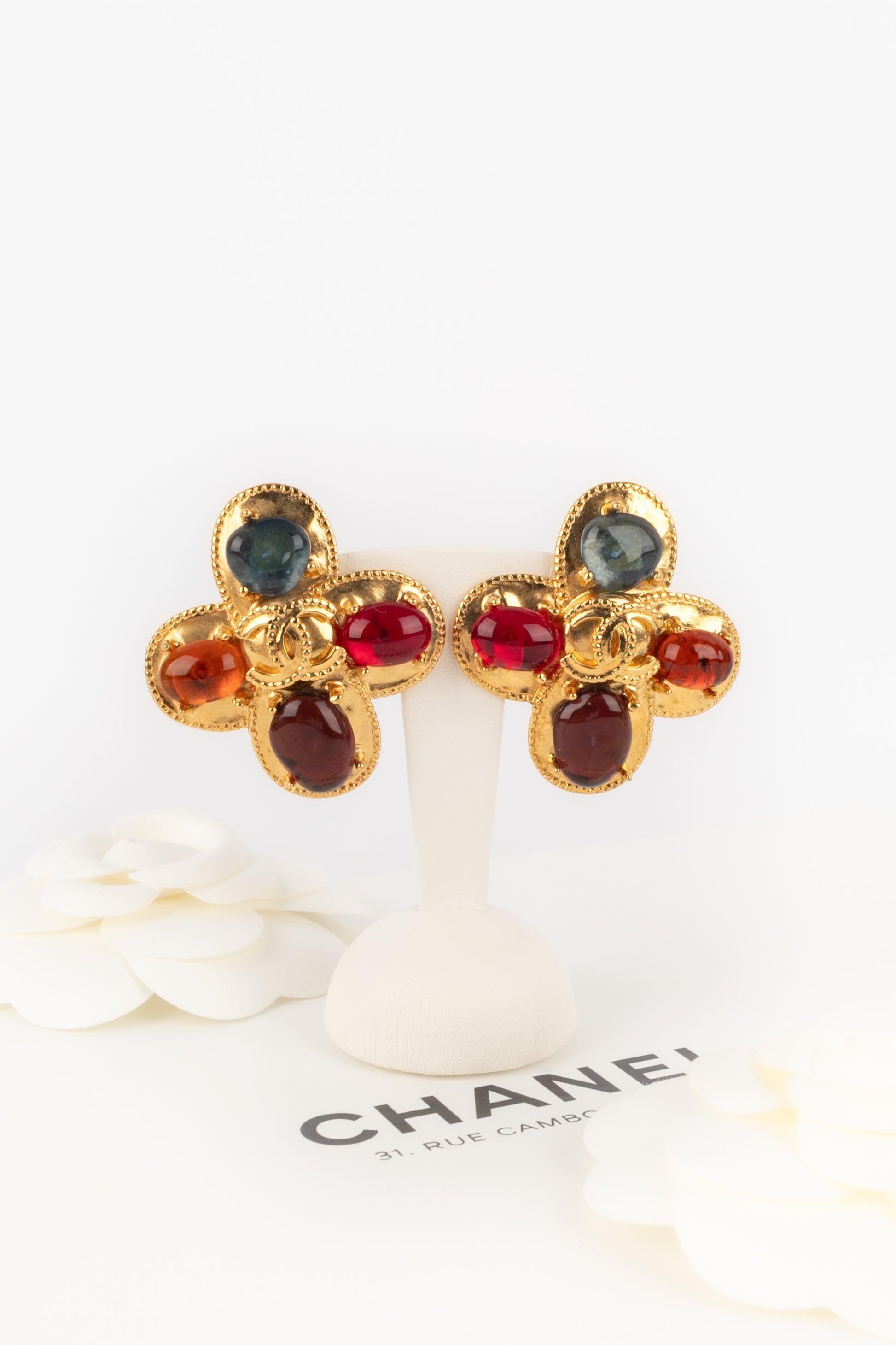 Chanel Cross Earrings with Glass Paste Cabochons, 1997 4