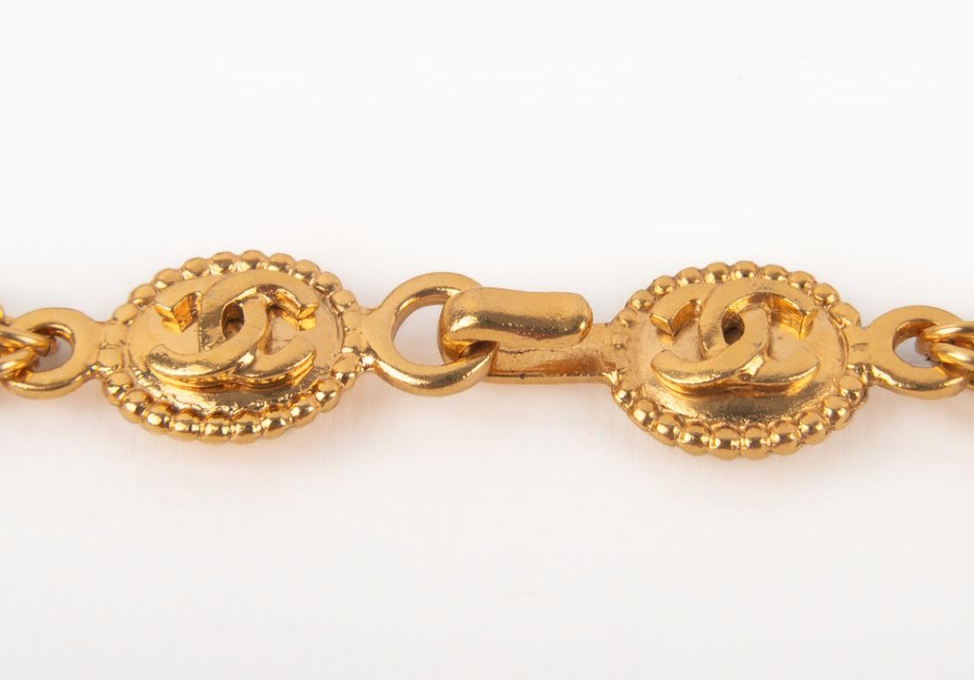 Collana Chanel a doppia catena in metallo dorato, 1996 in vendita 1