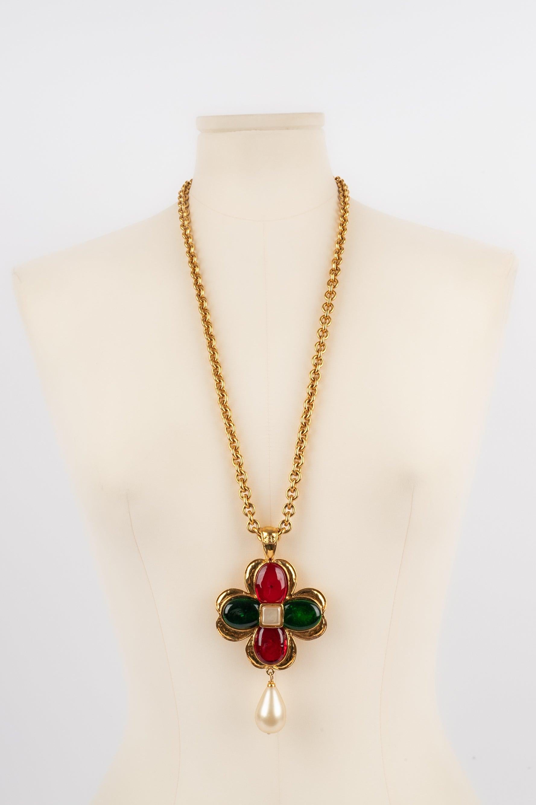 Women's Chanel Cross Golden Metal Necklace Spring, 1993 For Sale