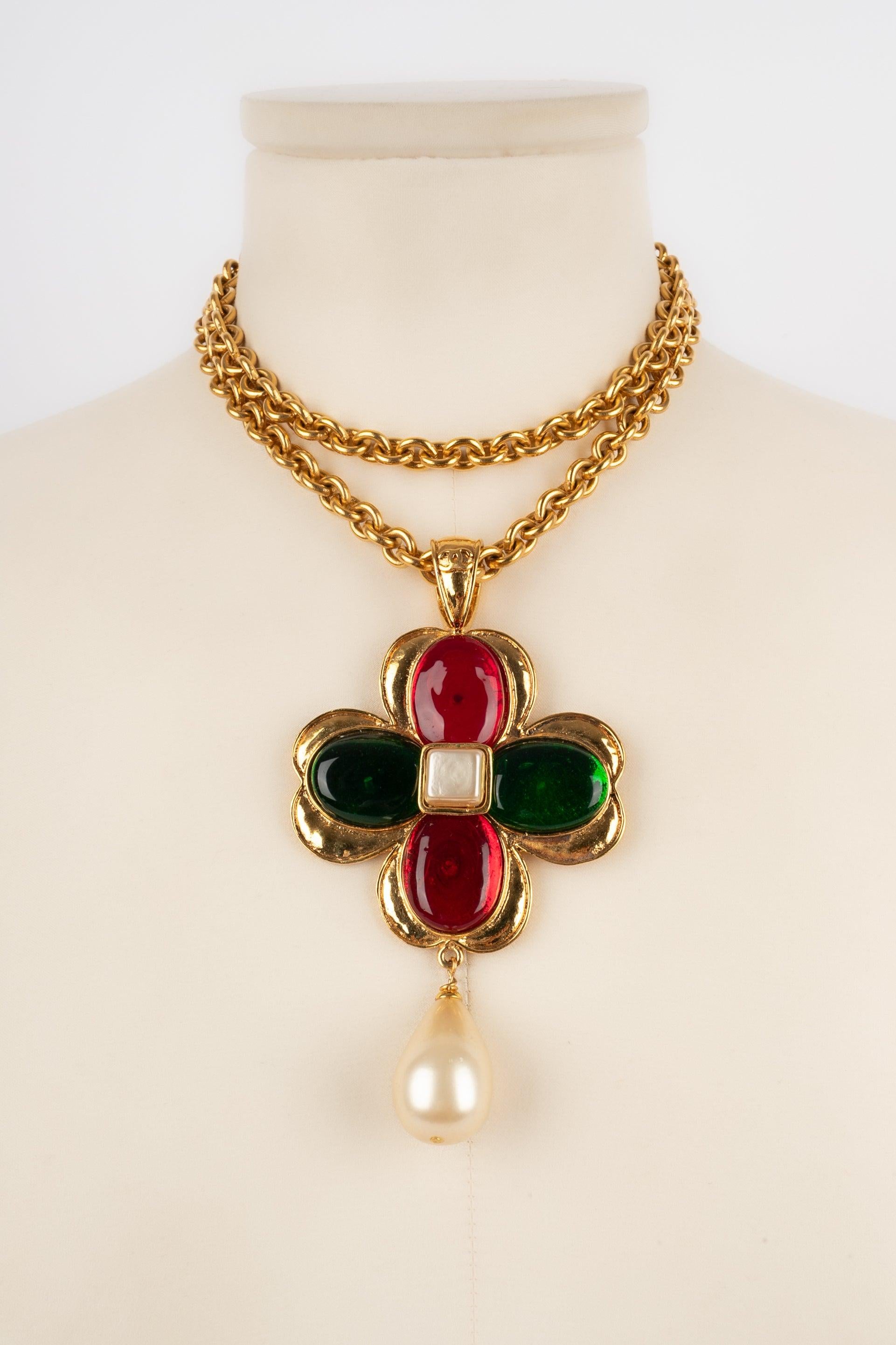 Chanel Cross Golden Metal Necklace Spring, 1993 For Sale 1