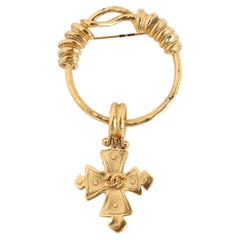 Chanel Cross Motif Coco Mark Brooch 2004 24kt gold plated