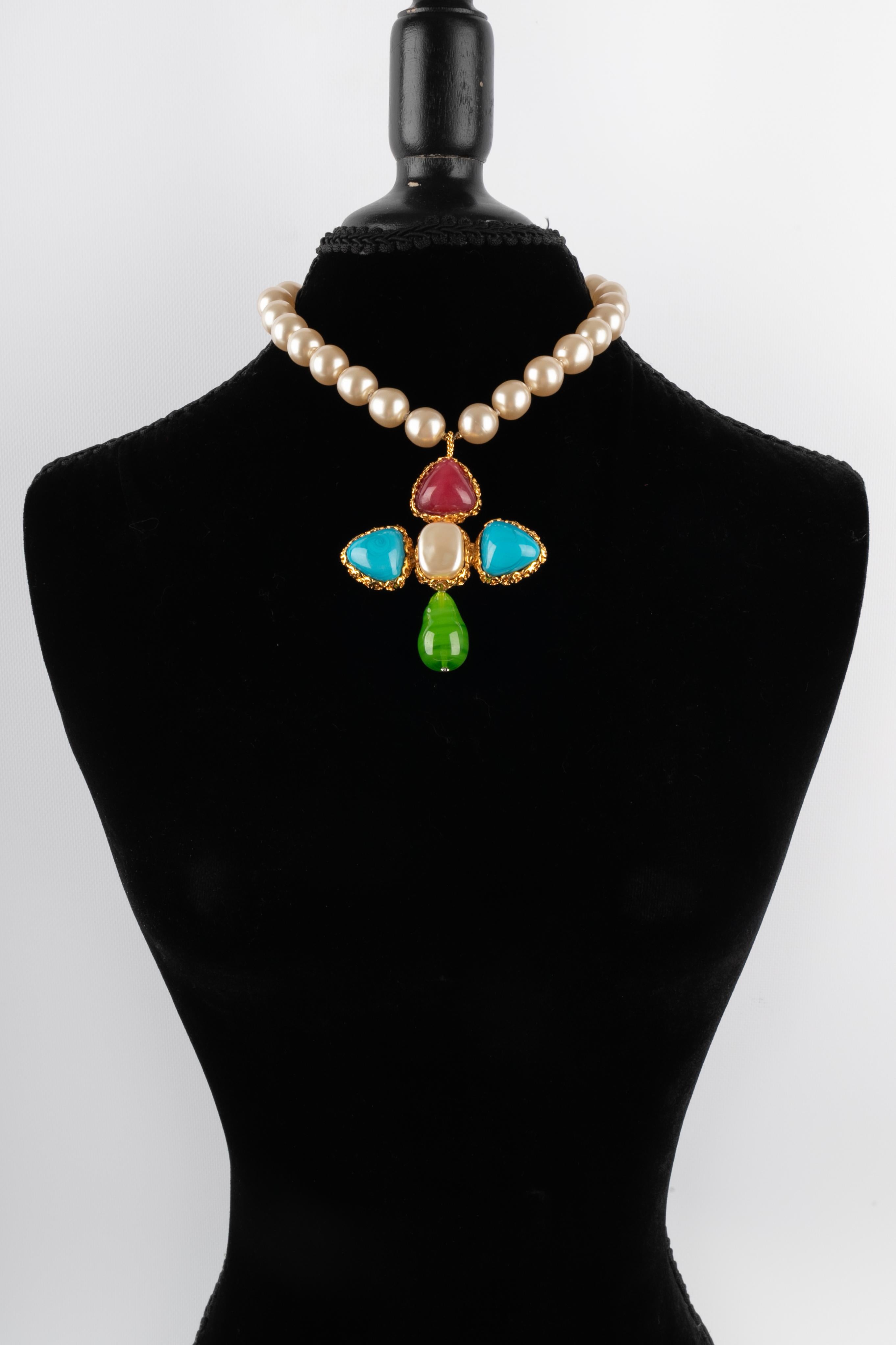 Chanel cross necklace In Excellent Condition For Sale In SAINT-OUEN-SUR-SEINE, FR