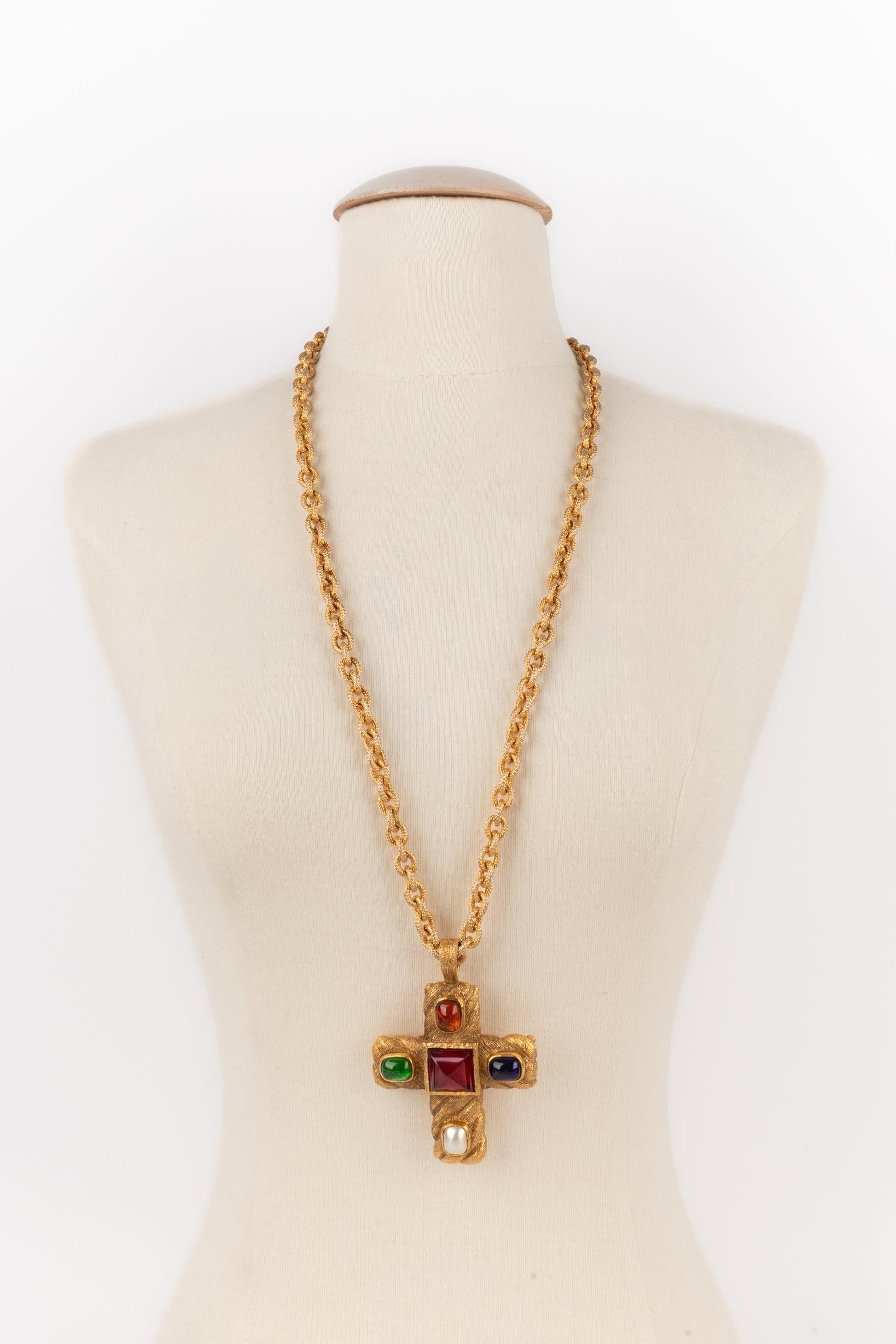 Women's Chanel Cross Pendant Necklace, 1990s For Sale