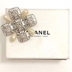 CHANEL Cross Rhinestone Brooch
