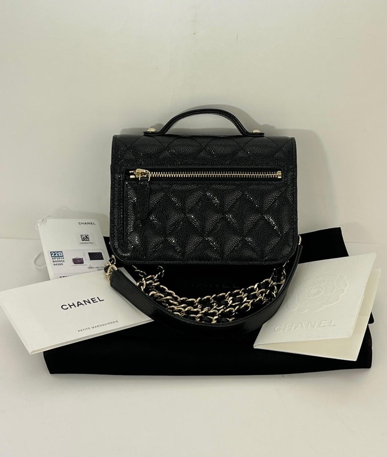 Chanel Crossbody Business Affinity Black Quilted Caviar mini WOC Clutch Bag  at 1stDibs