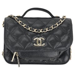 CHANEL Business Affinity Medium Quilted Caviar Crossbody Bag Gray