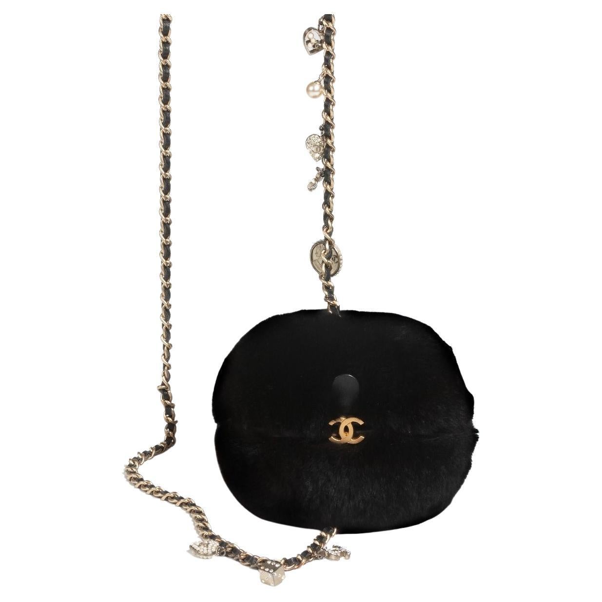 Chanel 21S Runway Micro Pearl Bag Metal CC Long Necklace And