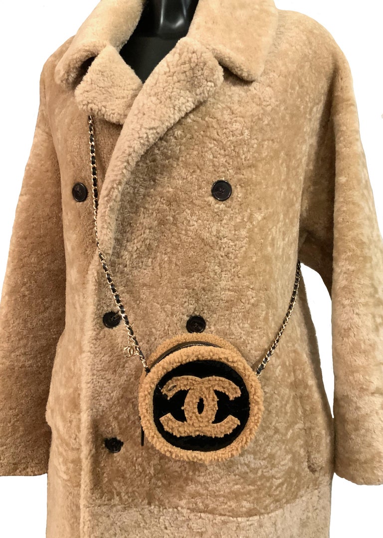 Chanel Crossbody Mini Round CC Shearling Bag at 1stDibs