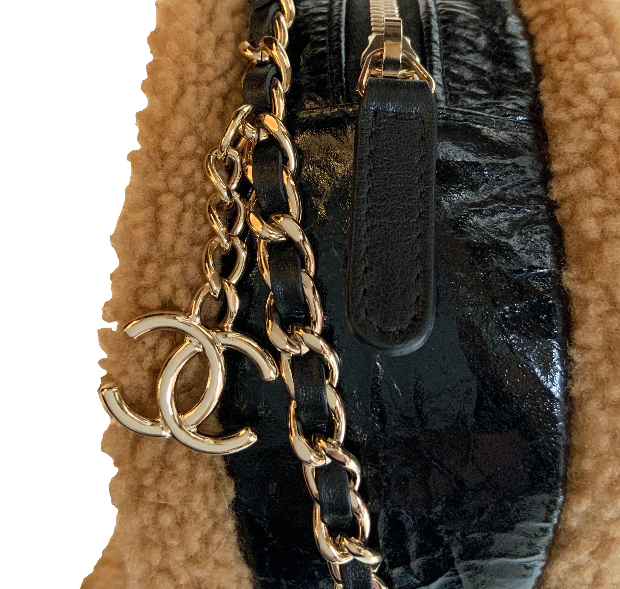 Brown Chanel Crossbody Mini Round CC Shearling Bag