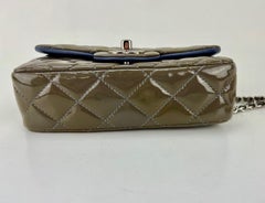 CHANEL Crossbody Patent Leather Calfskin Quilted mini Rectangular Flap Grey